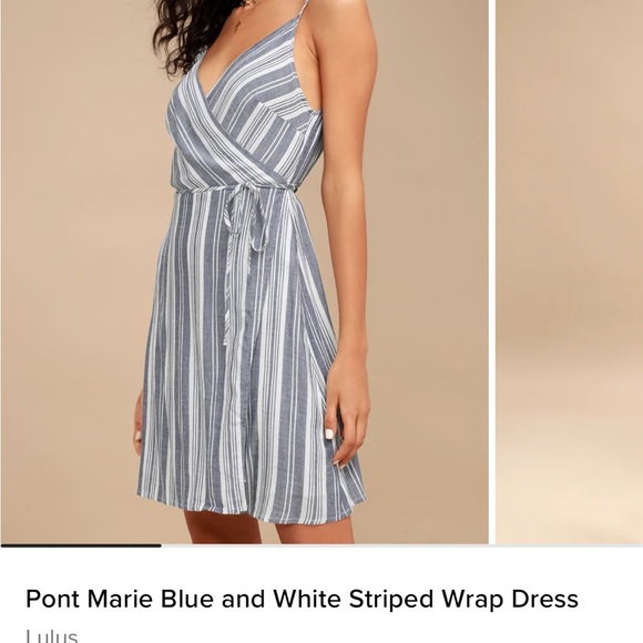 Ponte Marie Blue & White Stripe Wrap Dress EUC - Picture 3 of 8